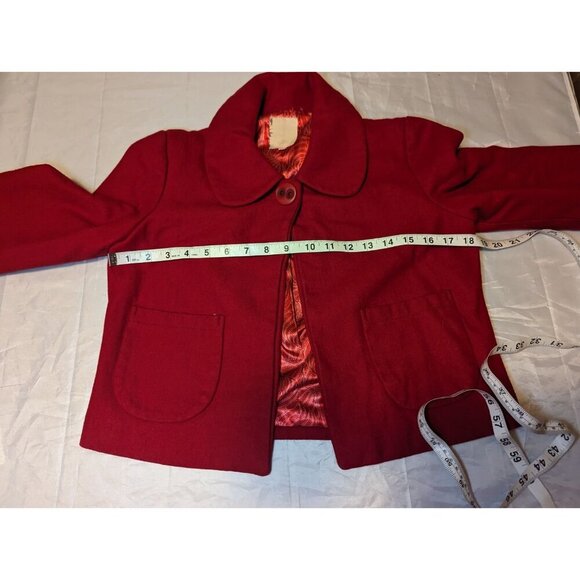 Women's Short red coat jacket Wool Blend Size Small Business Casual Pockets - Picture 9 of 13